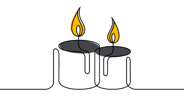 זוג נרות נשמה מאויירים בקו