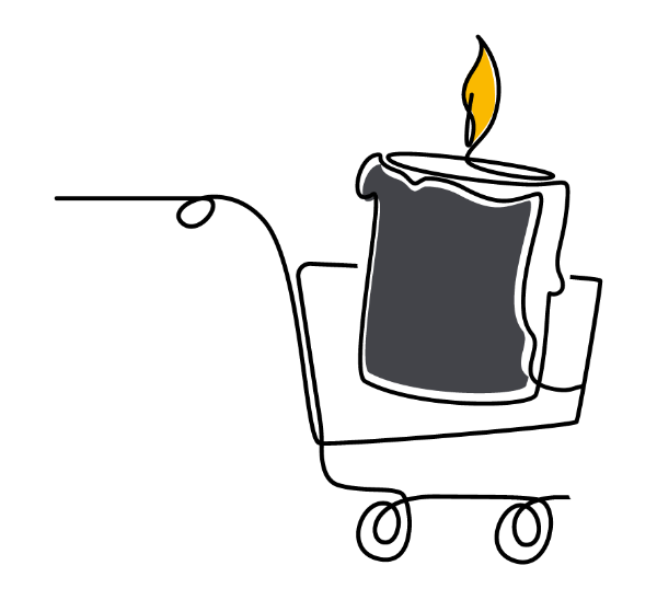 איור נר בתוך עגלת קניות